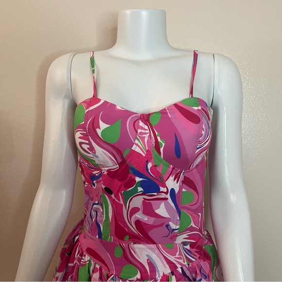 Bohemian pink multi ruffle high low maxi dress - Picture 5 of 14